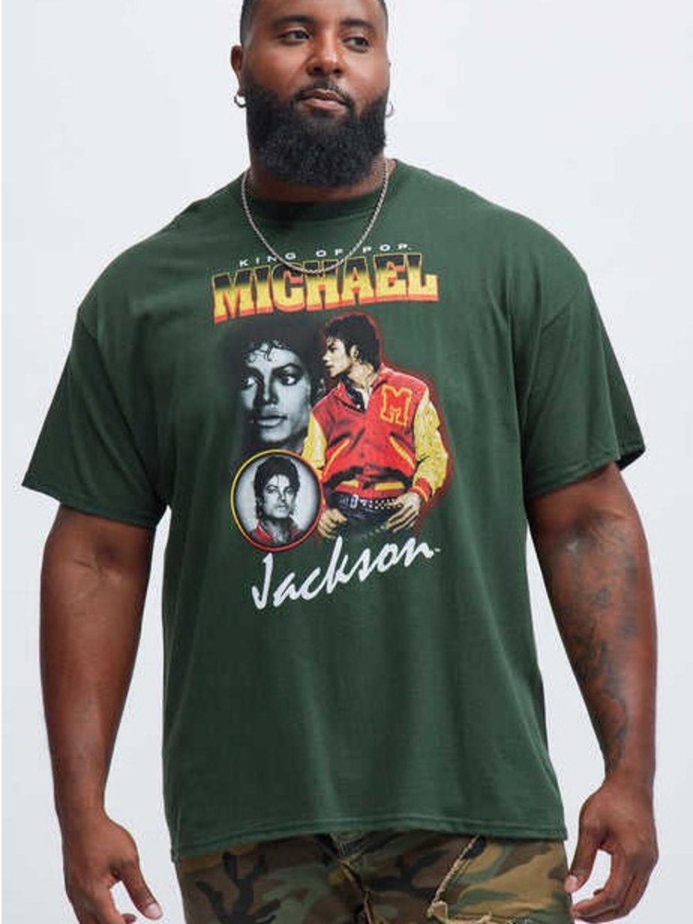 Michael Jackson Graphic Tee - Dark Green Men's Short Sleeve Shirt